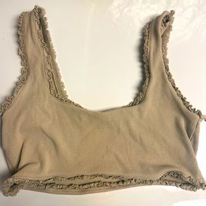 Zara Tan crop top with ruffles